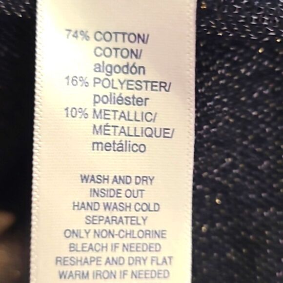 Rafaella Black & Metallic Gold Long Cardigan, Size Large - Picture 9 of 9